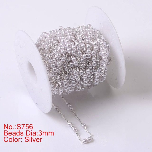 1M Pearl Beaded Chain DIY Jewerly Accessories
