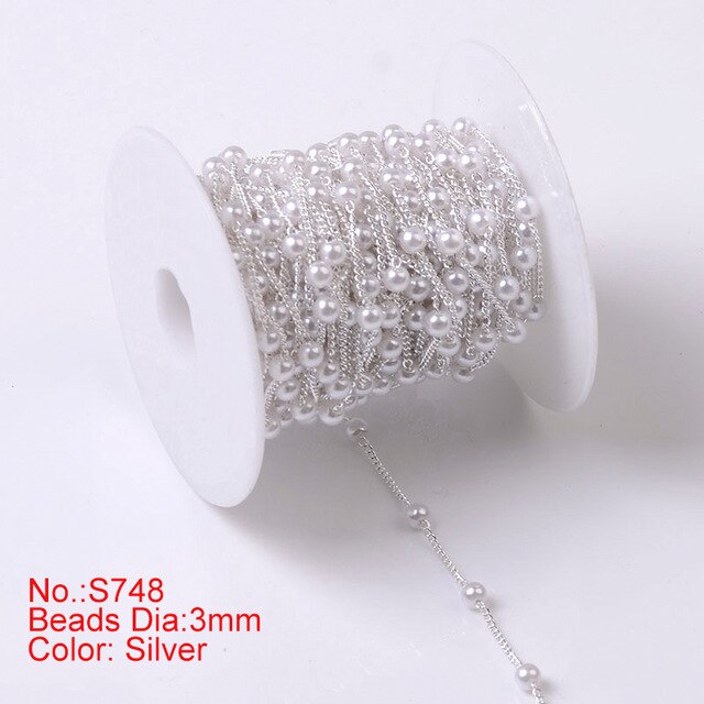 1M Pearl Beaded Chain DIY Jewerly Accessories