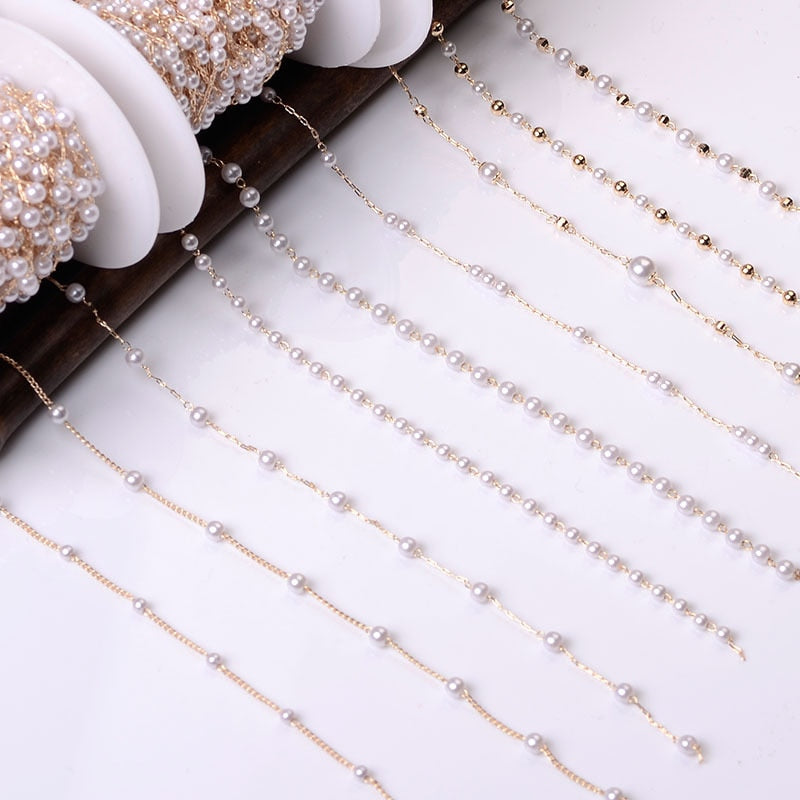 1M Pearl Beaded Chain DIY Jewerly Accessories