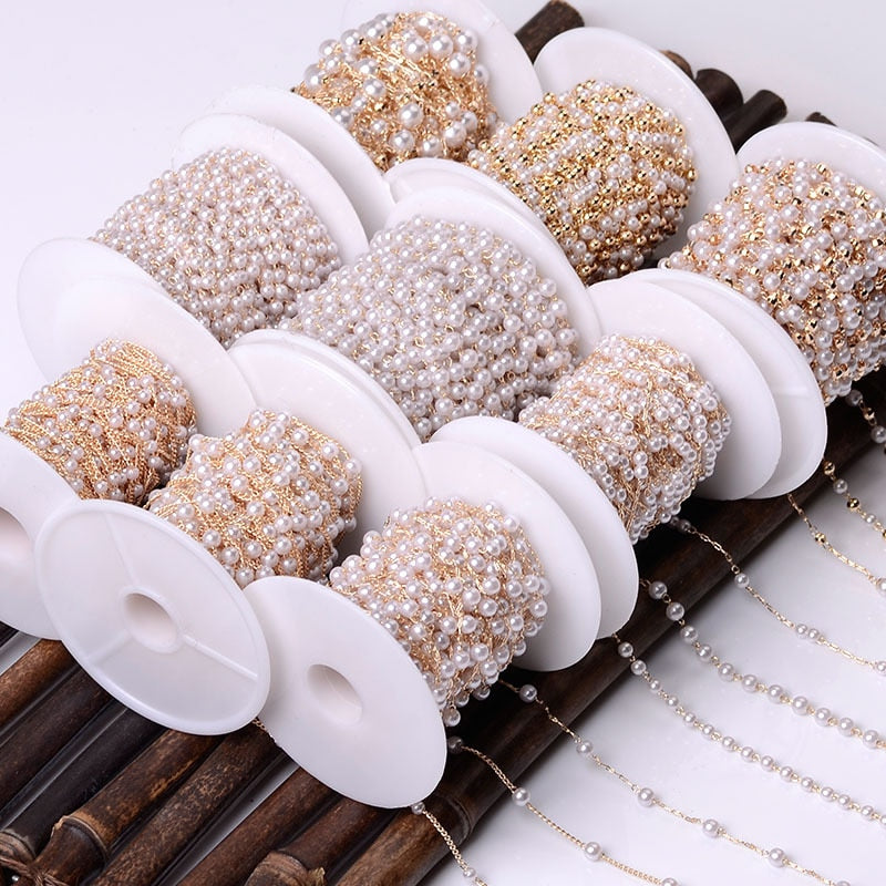 1M Pearl Beaded Chain DIY Jewerly Accessories