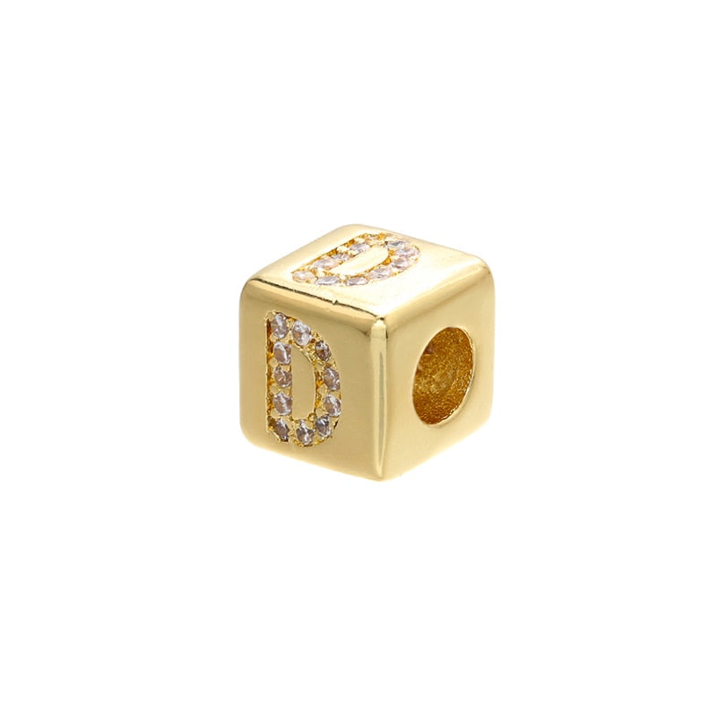 A-Z Letter Suqare Beads Jewelry Charms