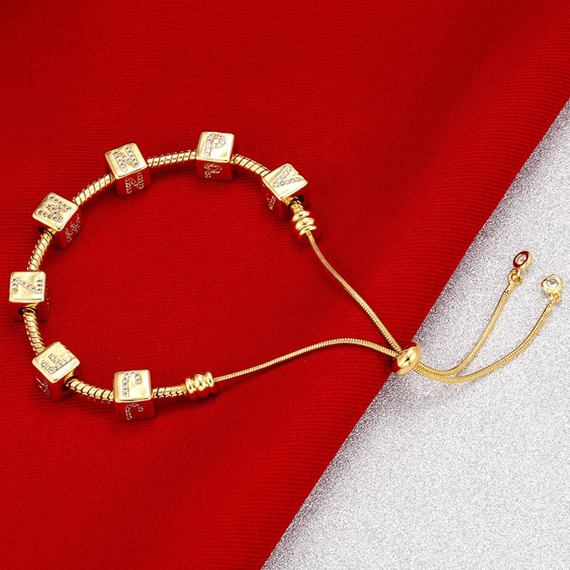 A-Z Letter Suqare Beads Jewelry Charms
