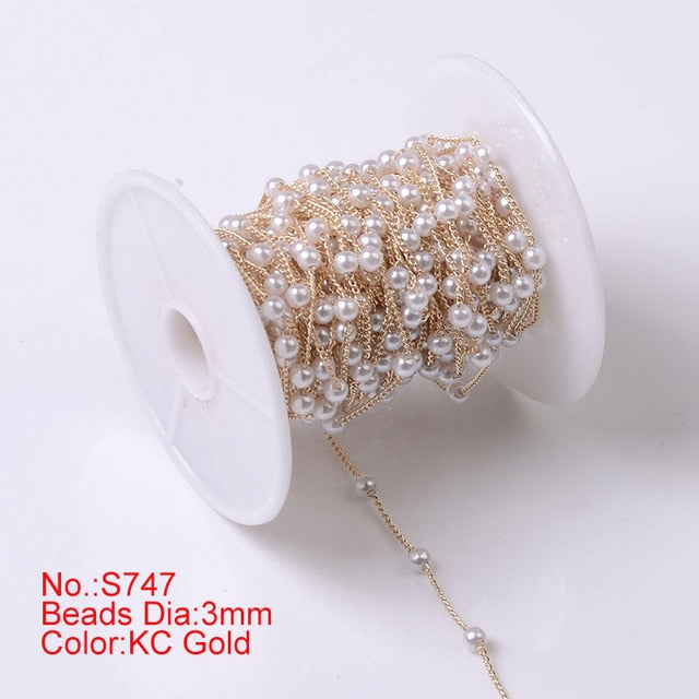 1M Pearl Beaded Chain DIY Jewerly Accessories