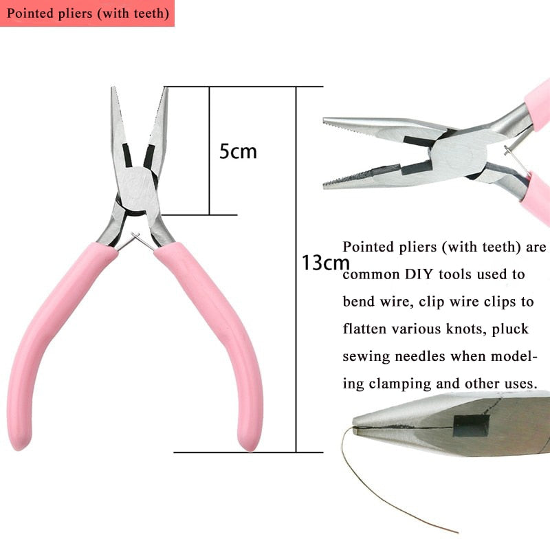 Pink Handle Anti-skid Pliers Handmade DIY Jewelry Tool