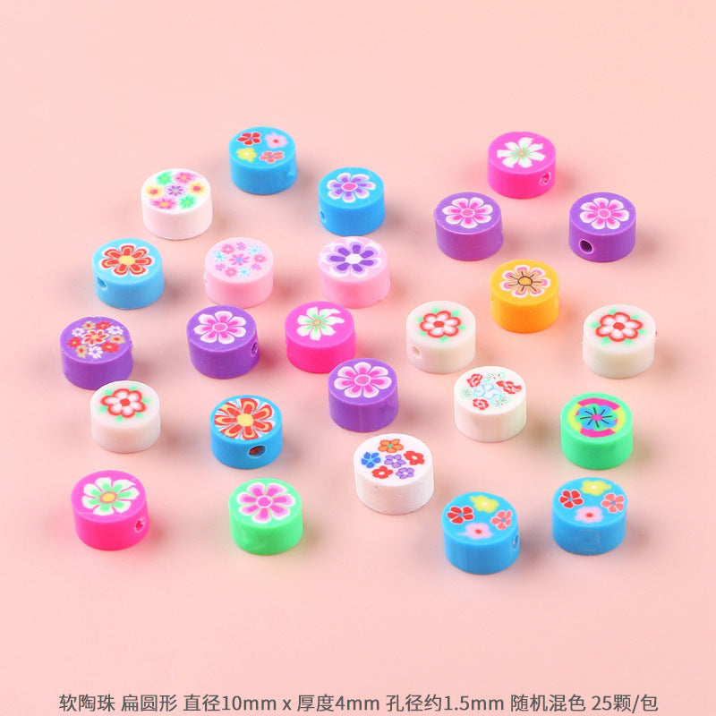 Lovely Flower Smile Clay Beads Charms