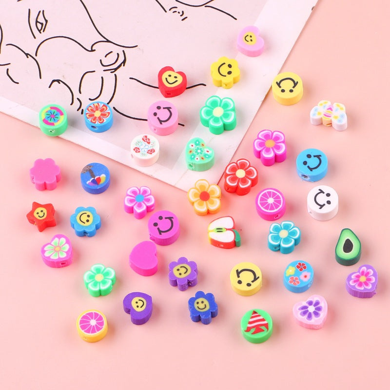 Lovely Flower Smile Clay Beads Charms