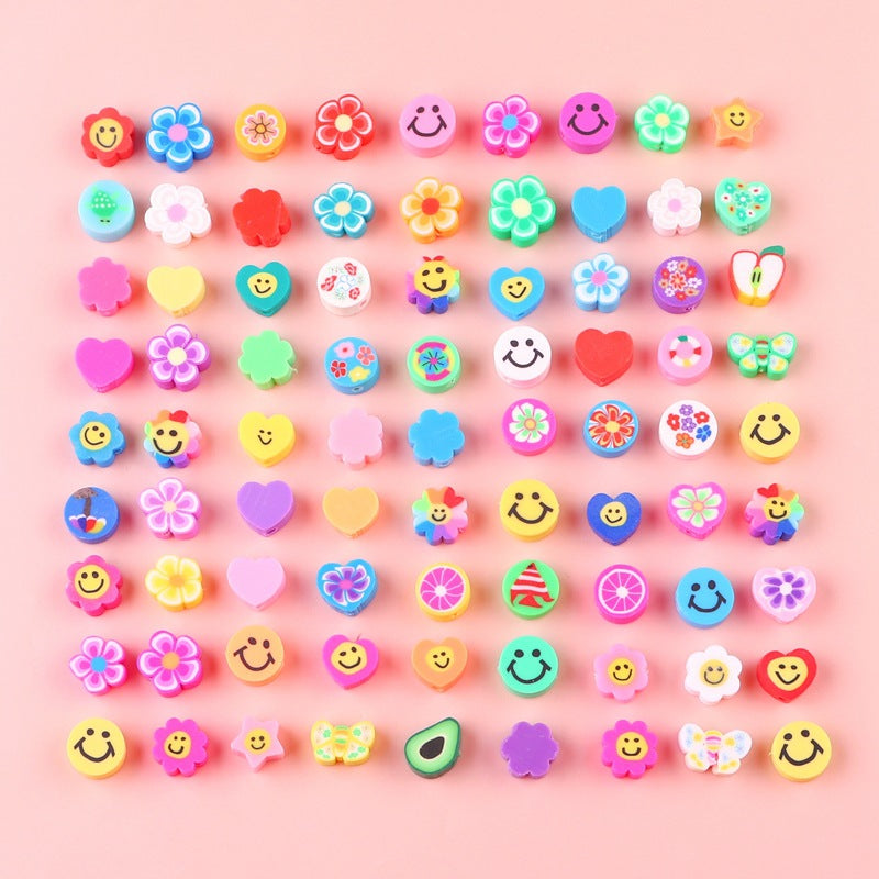 Lovely Flower Smile Clay Beads Charms