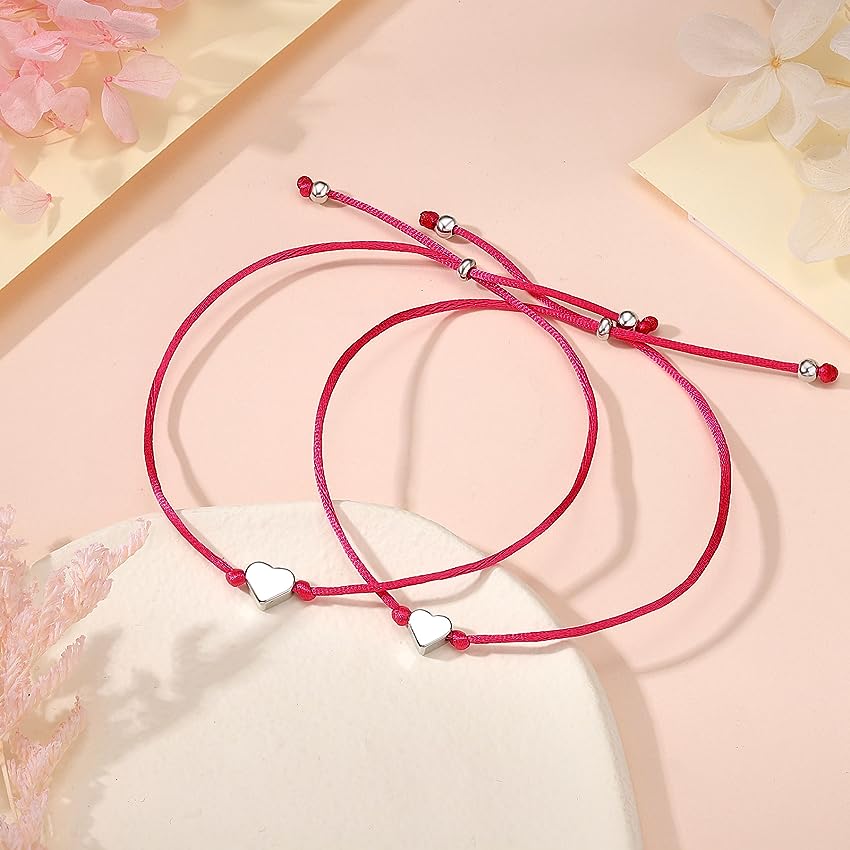 Back to School Heart Charms String Bracelet