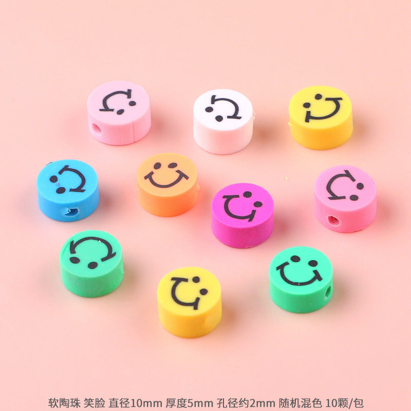 Lovely Flower Smile Clay Beads Charms