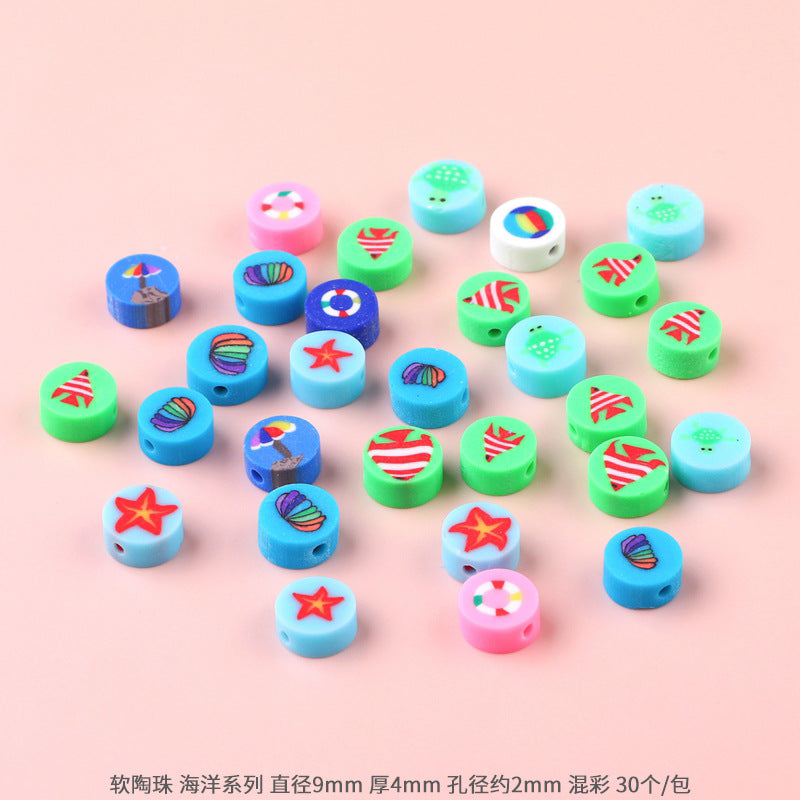 Lovely Flower Smile Clay Beads Charms