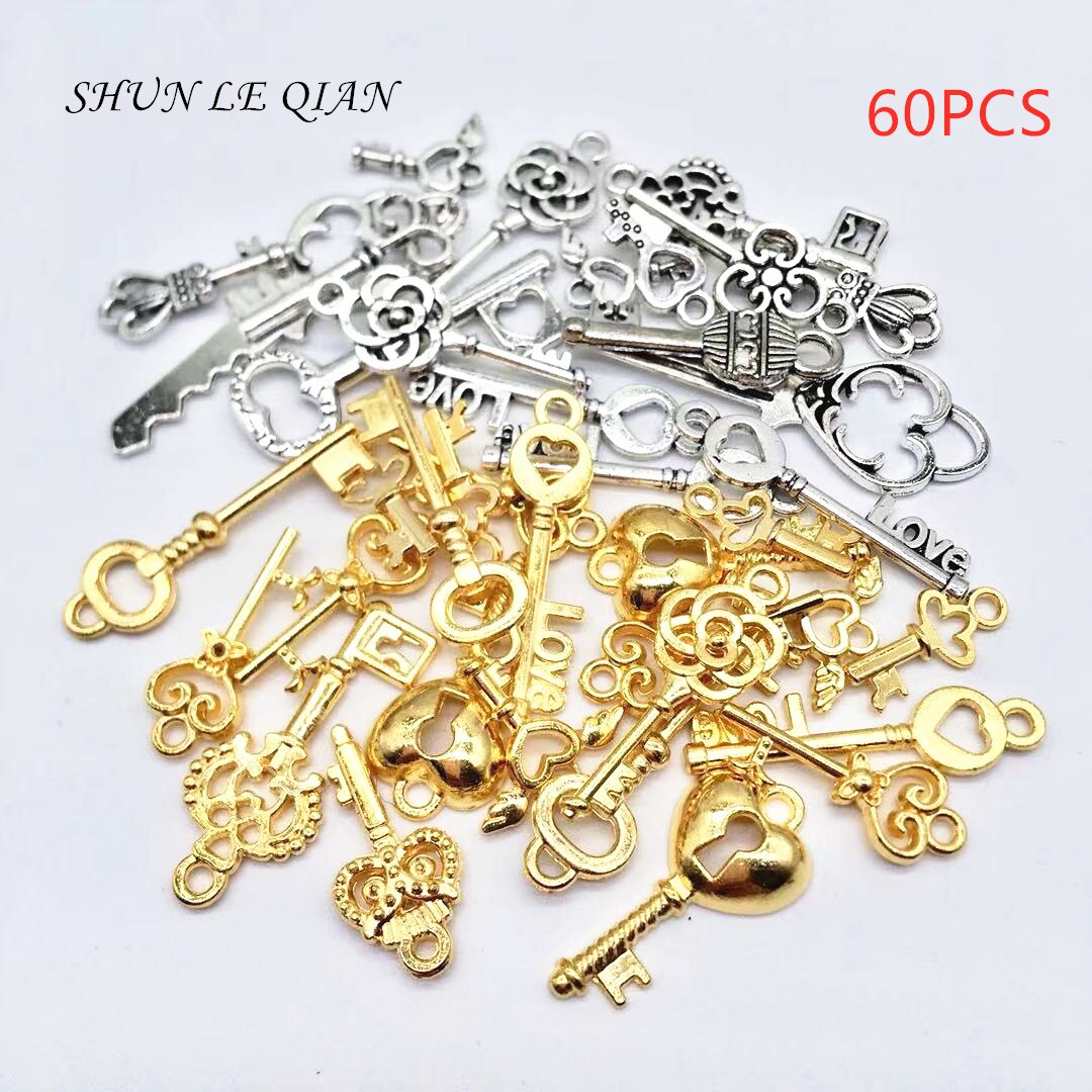 30/60pcs Key Charms for Bracelet Making