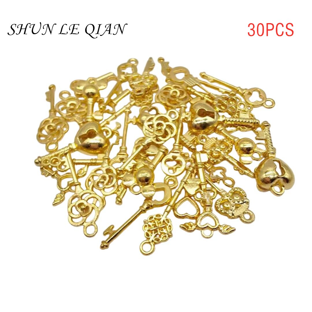 30/60pcs Key Charms for Bracelet Making