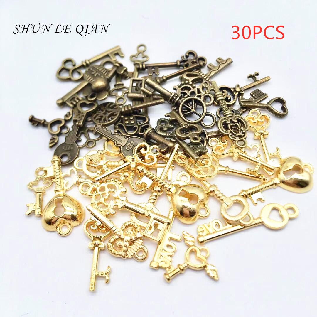 30/60pcs Key Charms for Bracelet Making
