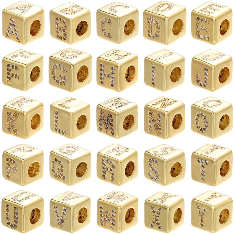 A-Z Letter Suqare Beads Jewelry Charms