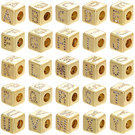 A-Z Letter Suqare Beads Jewelry Charms