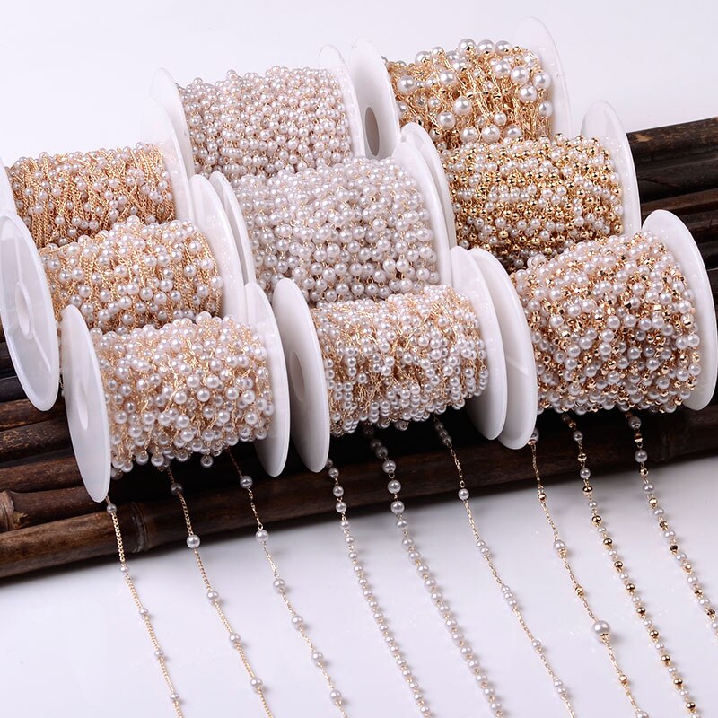 1M Pearl Beaded Chain DIY Jewerly Accessories