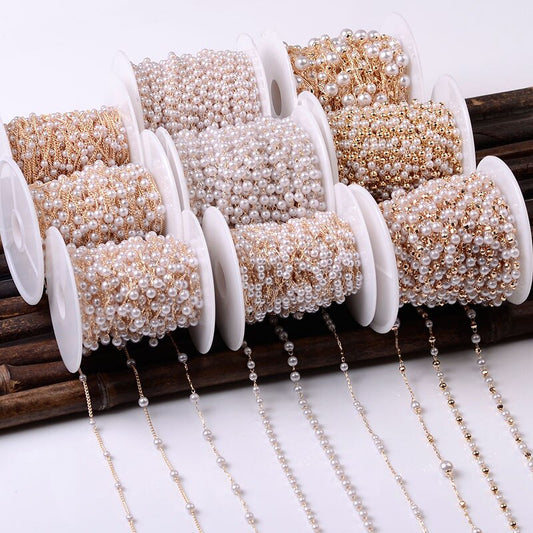 1M Pearl Beaded Chain DIY Jewerly Accessories