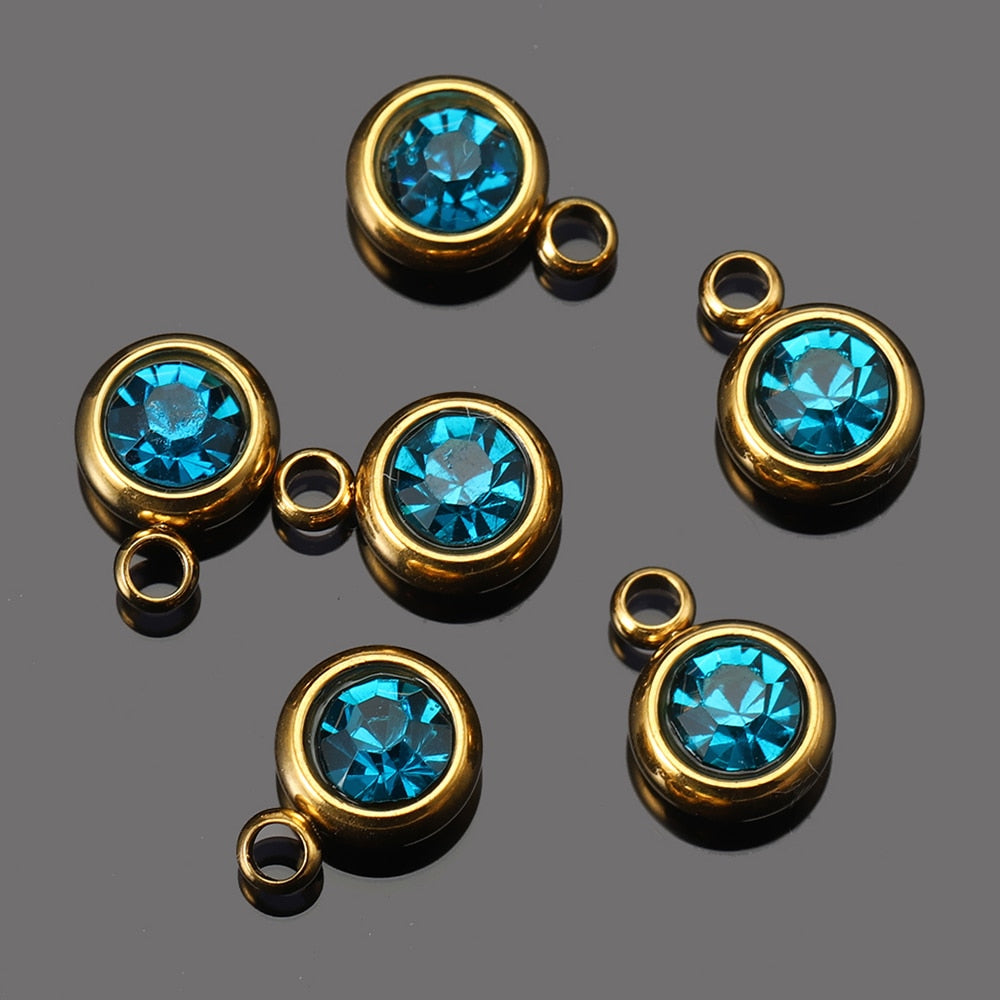 20pcs 6mm Stainless Steel Rhinestone Bracelet Pendant