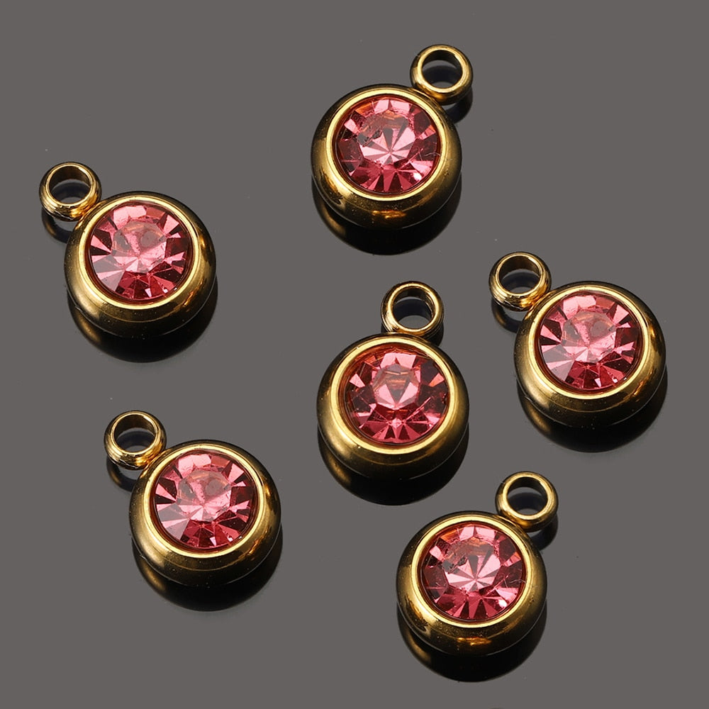 20pcs 6mm Stainless Steel Rhinestone Bracelet Pendant