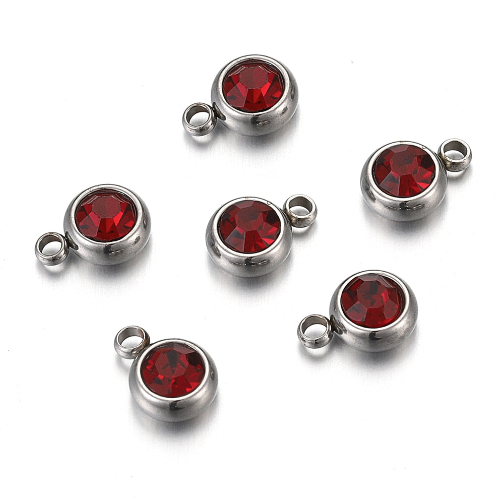 20pcs 6mm Stainless Steel Rhinestone Bracelet Pendant
