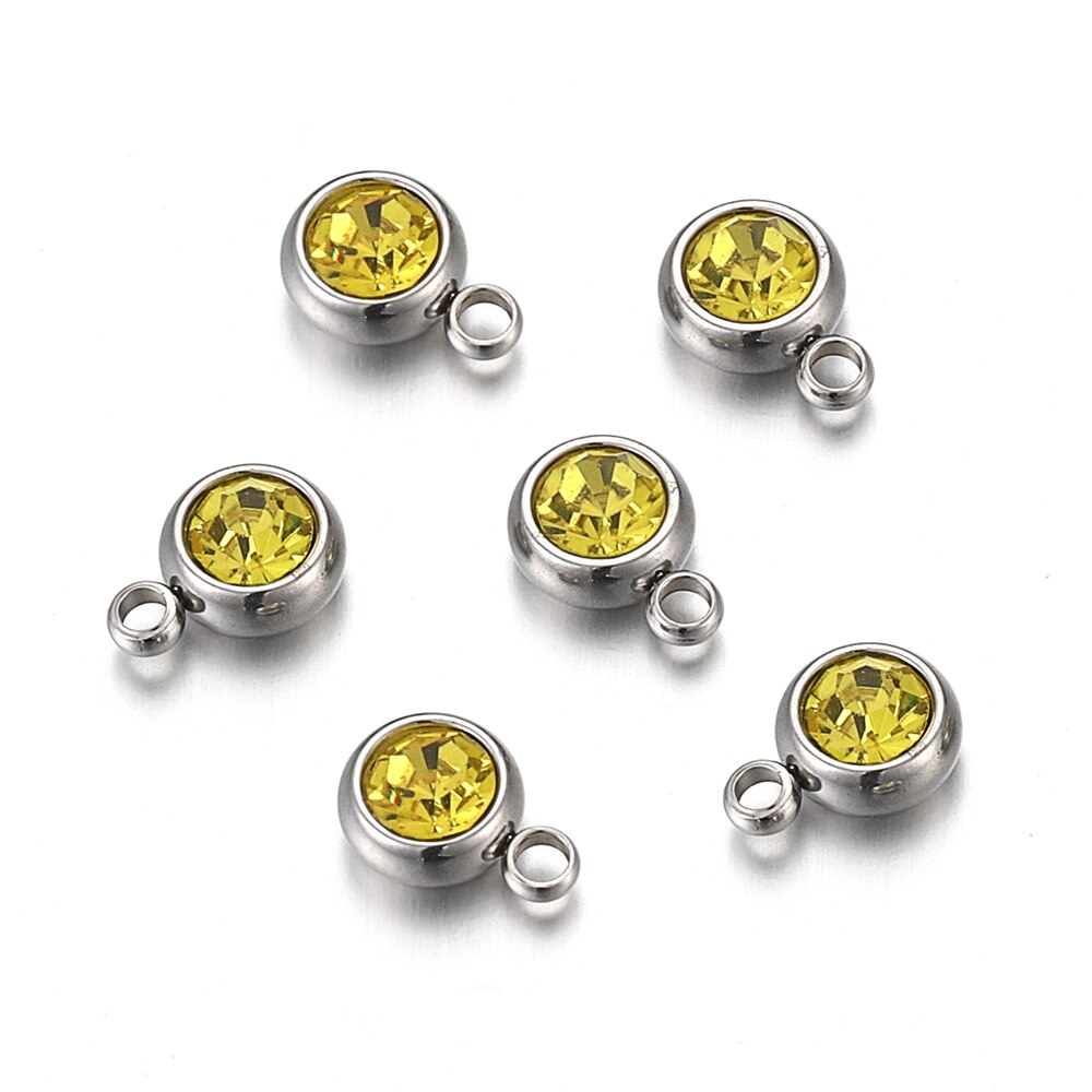 20pcs 6mm Stainless Steel Rhinestone Bracelet Pendant