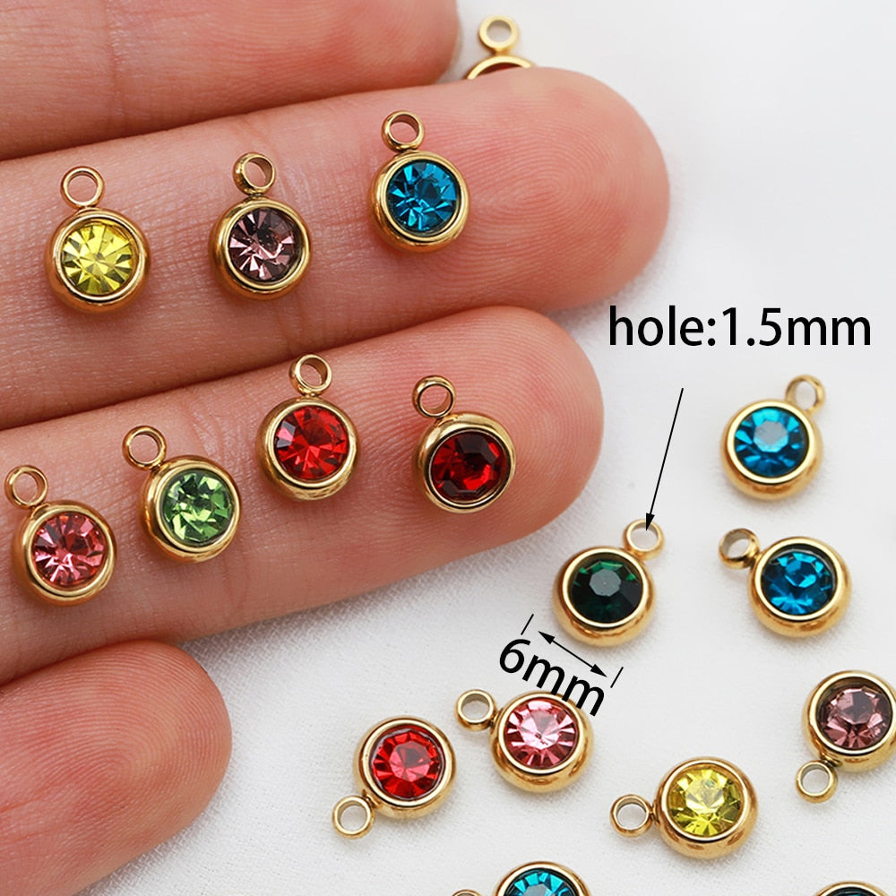 20pcs 6mm Stainless Steel Rhinestone Bracelet Pendant