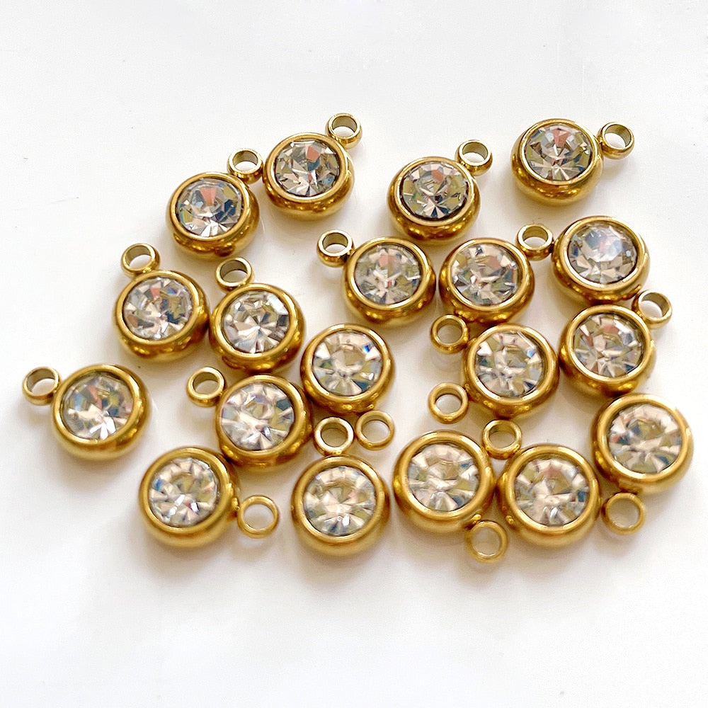 20pcs 6mm Stainless Steel Rhinestone Bracelet Pendant