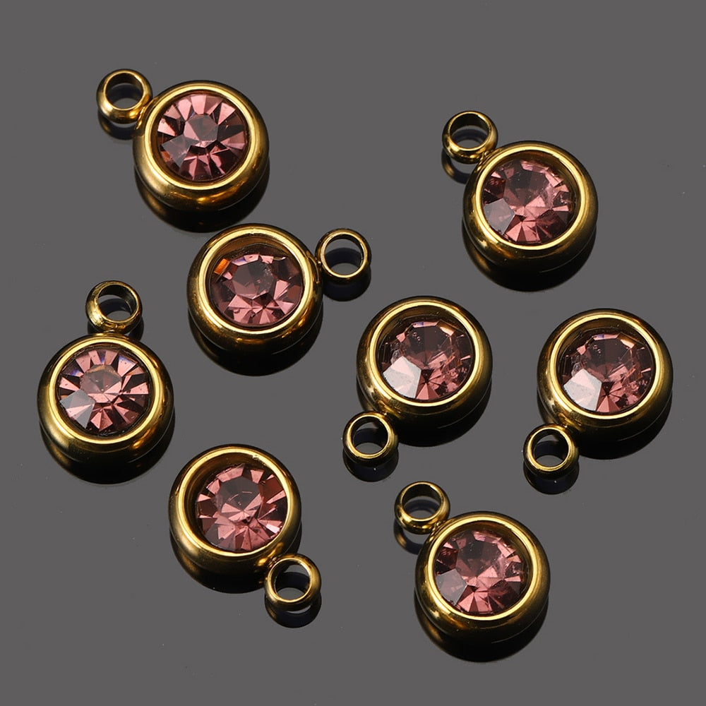 20pcs 6mm Stainless Steel Rhinestone Bracelet Pendant