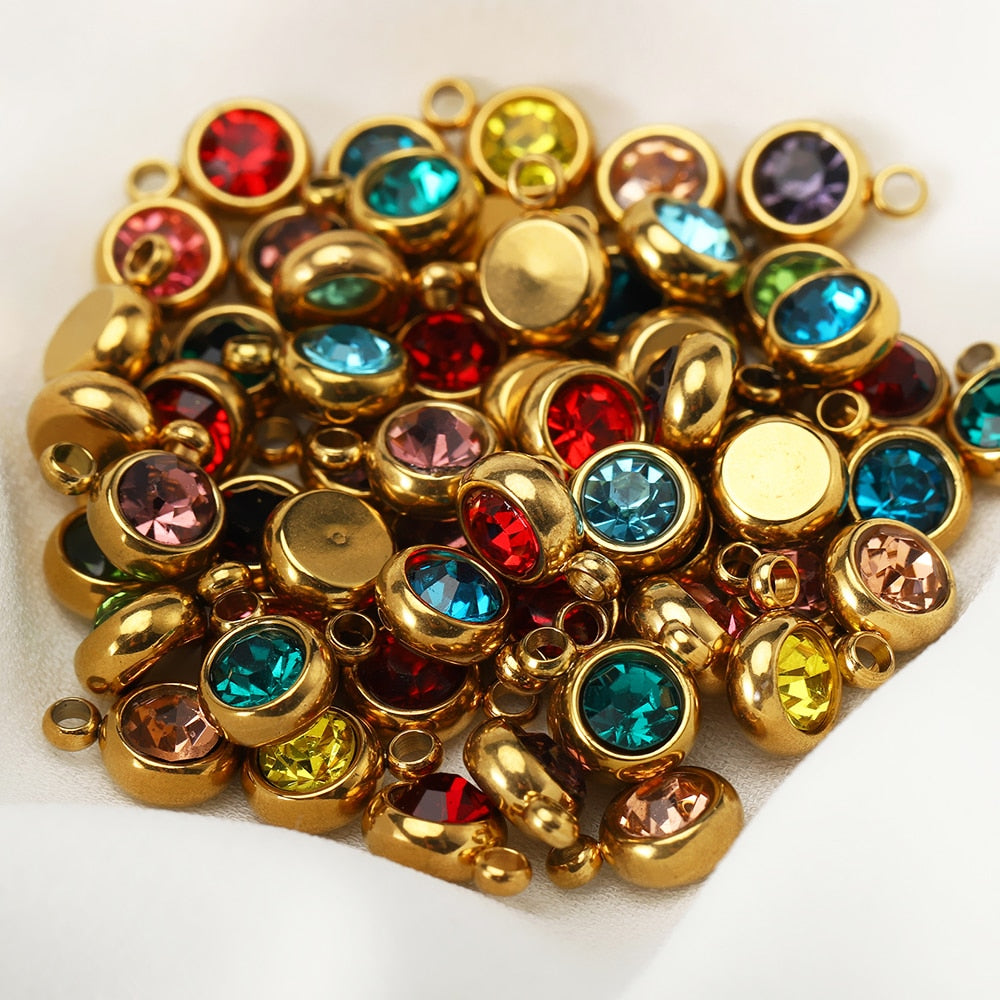20pcs 6mm Stainless Steel Rhinestone Bracelet Pendant