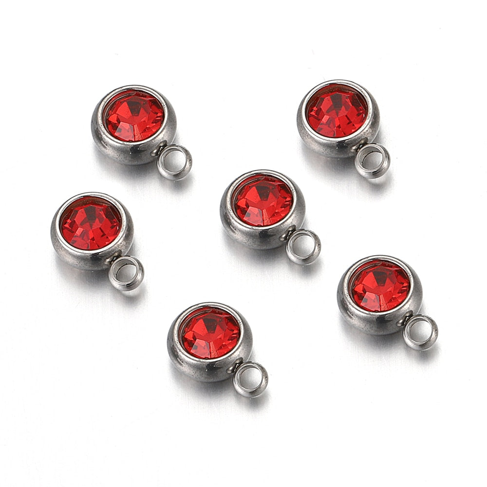 20pcs 6mm Stainless Steel Rhinestone Bracelet Pendant