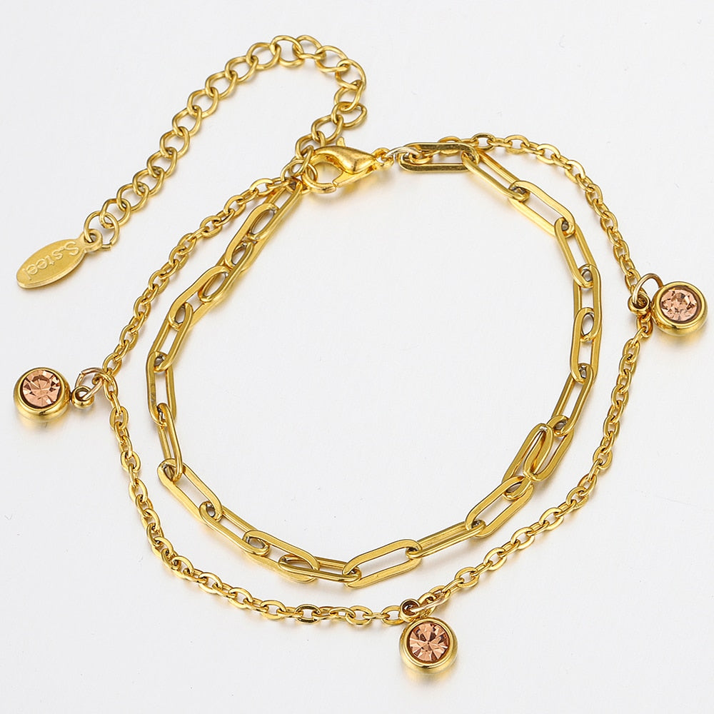 20pcs 6mm Stainless Steel Rhinestone Bracelet Pendant