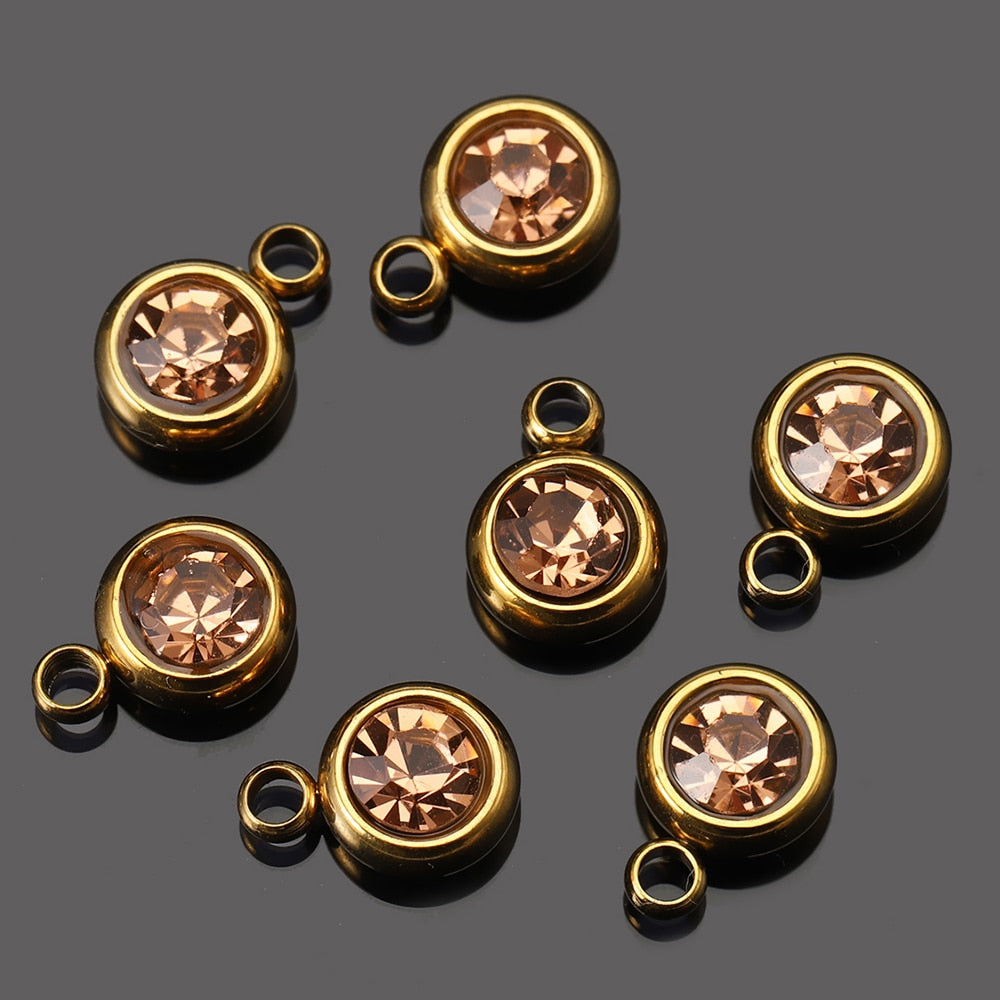 20pcs 6mm Stainless Steel Rhinestone Bracelet Pendant