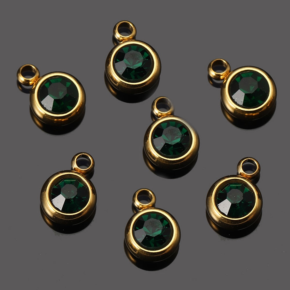 20pcs 6mm Stainless Steel Rhinestone Bracelet Pendant