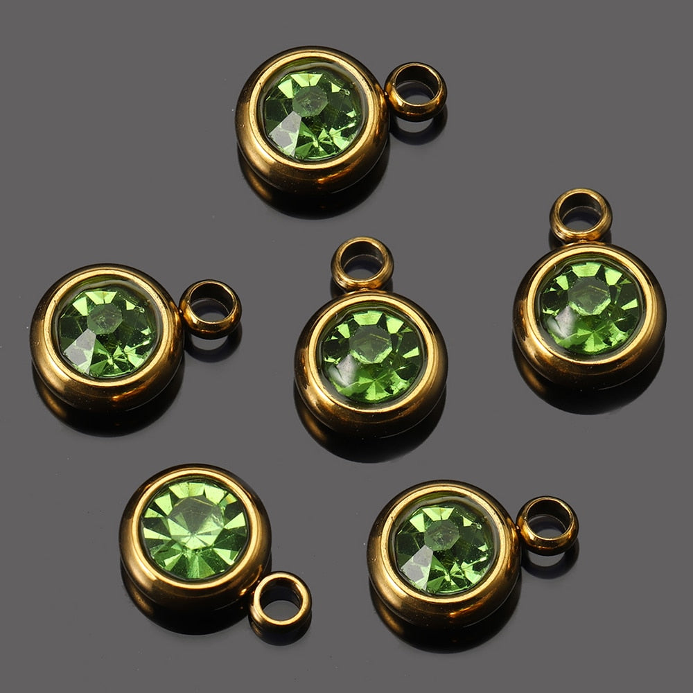 20pcs 6mm Stainless Steel Rhinestone Bracelet Pendant
