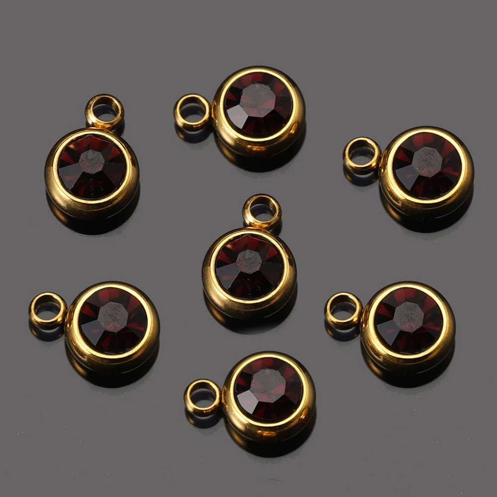 20pcs 6mm Stainless Steel Rhinestone Bracelet Pendant