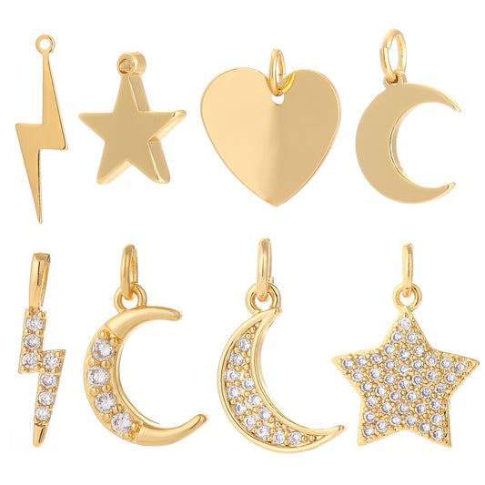Moon Star Charms for Jewelry Making