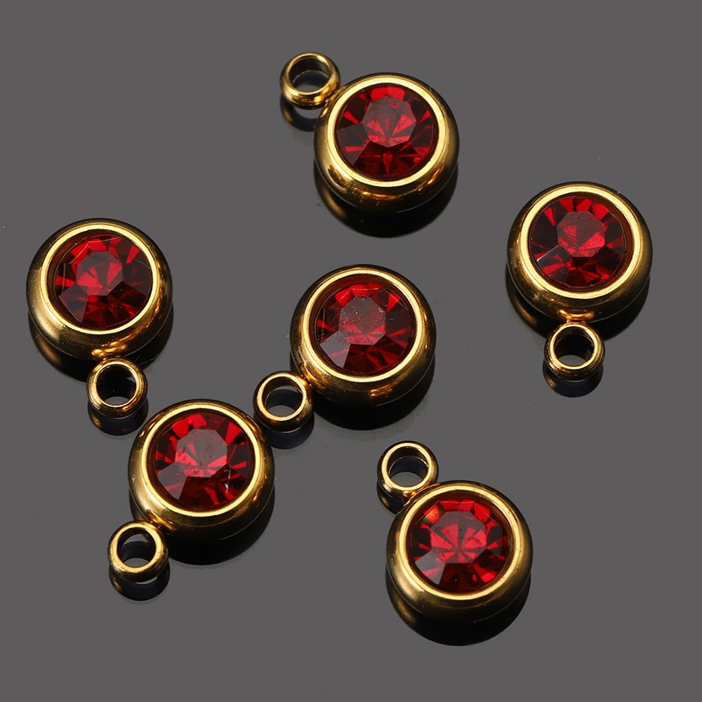 20pcs 6mm Stainless Steel Rhinestone Bracelet Pendant