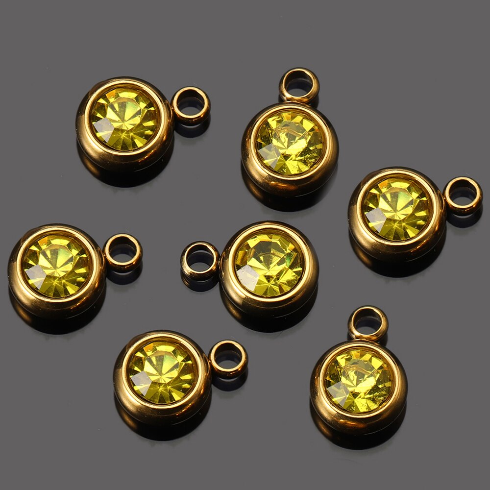 20pcs 6mm Stainless Steel Rhinestone Bracelet Pendant
