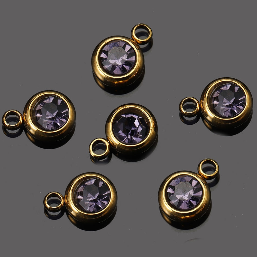 20pcs 6mm Stainless Steel Rhinestone Bracelet Pendant