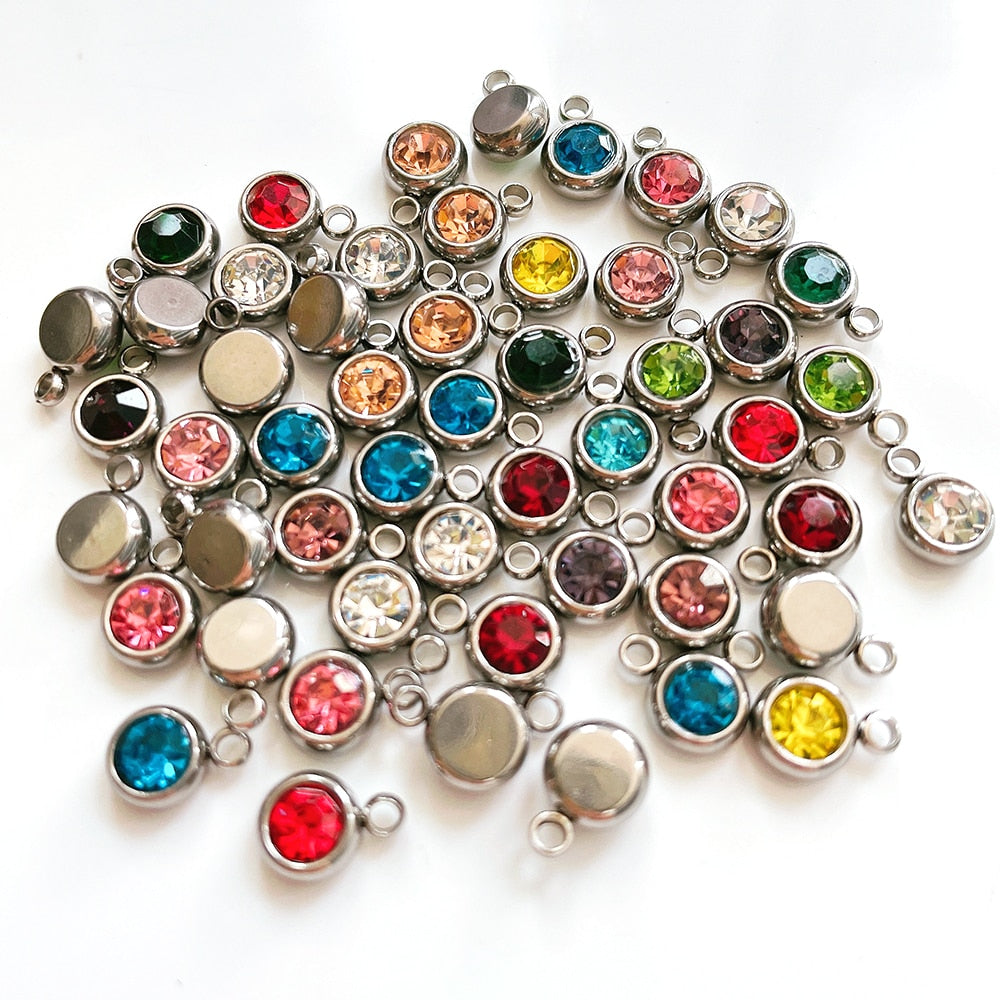 20pcs 6mm Stainless Steel Rhinestone Bracelet Pendant