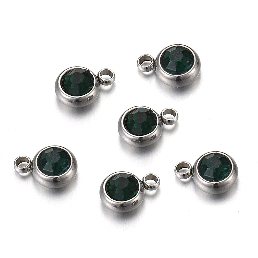 20pcs 6mm Stainless Steel Rhinestone Bracelet Pendant
