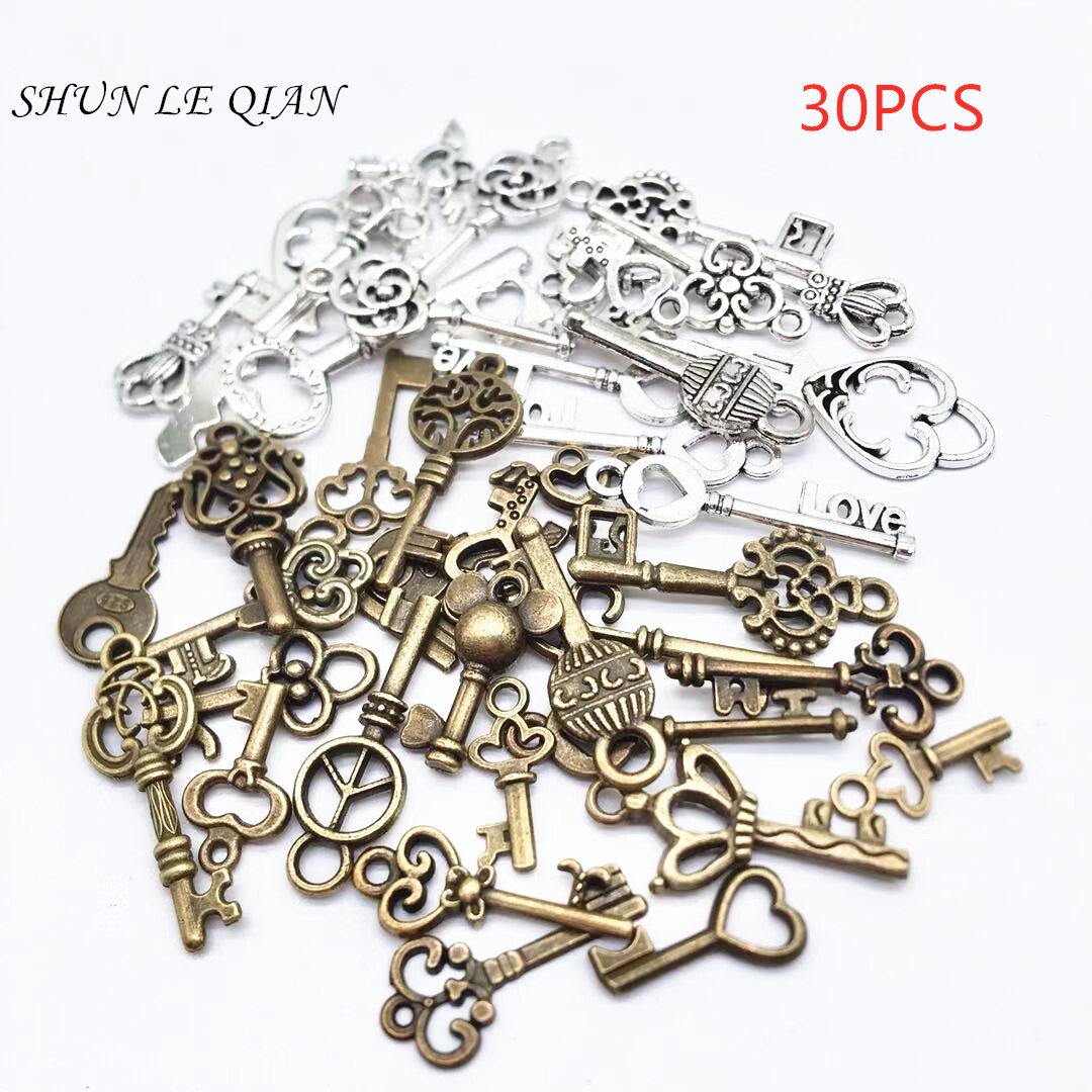 30/60pcs Key Charms for Bracelet Making