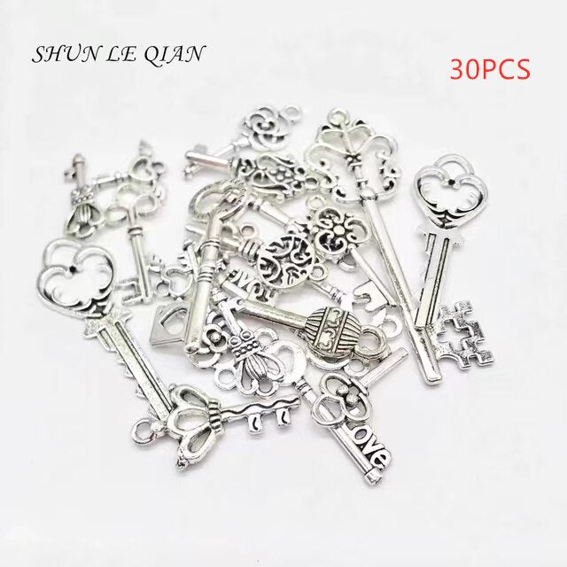 30/60pcs Key Charms for Bracelet Making